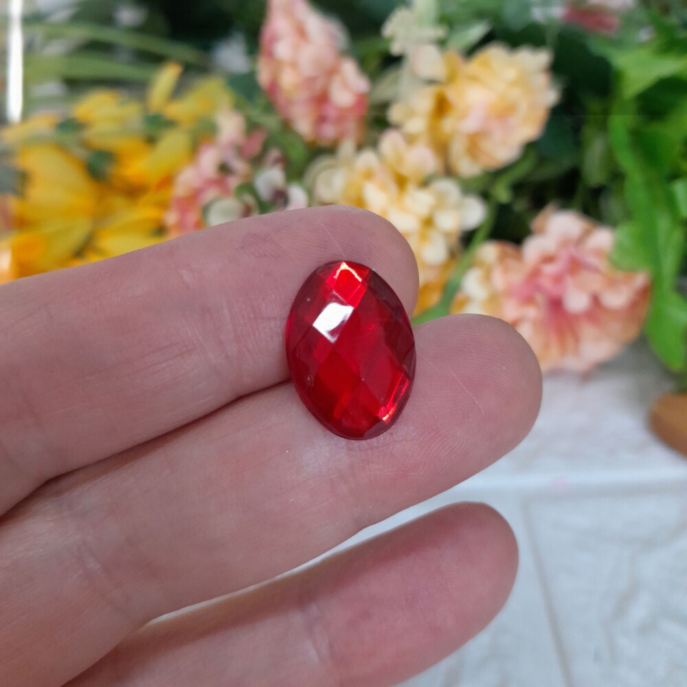 Chaton Oval Vermelho - 13 x 18 cm - Cartela com 12 unidades