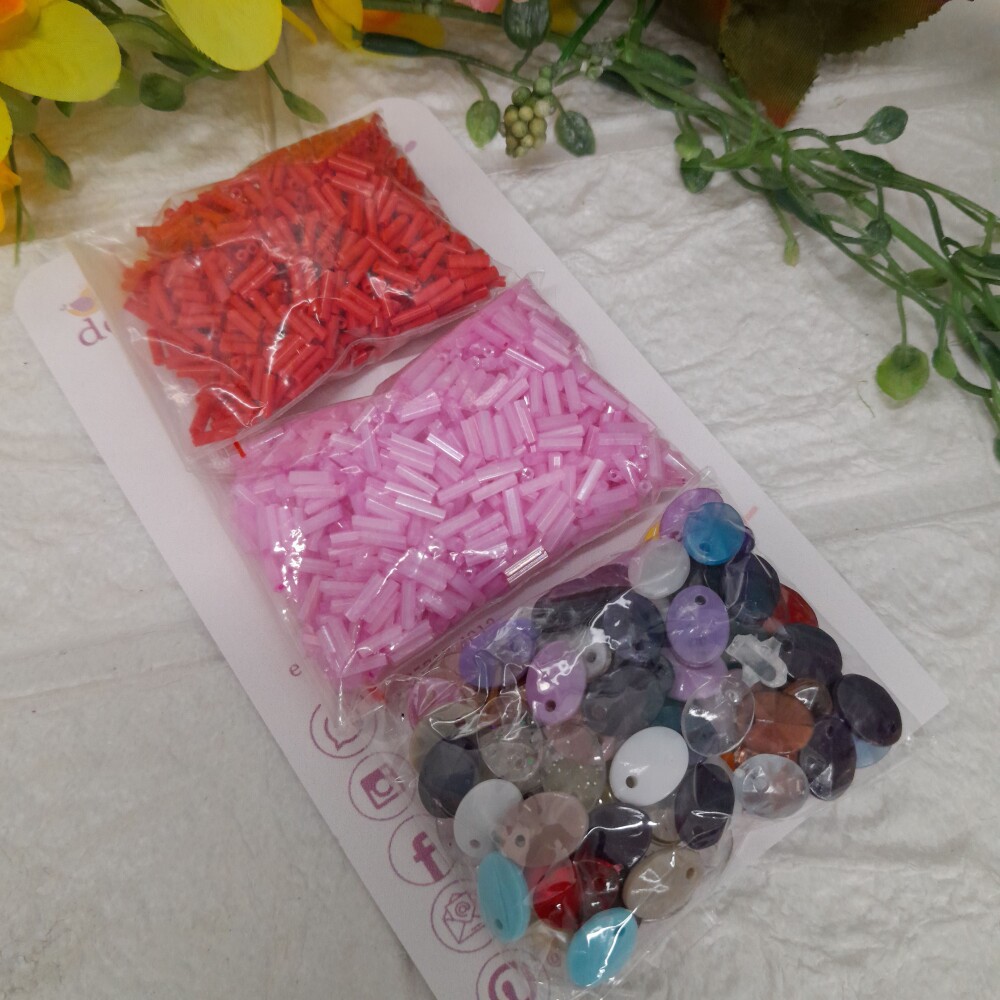 Mix de Canutilhos, Apliques Miçangas Coloridas