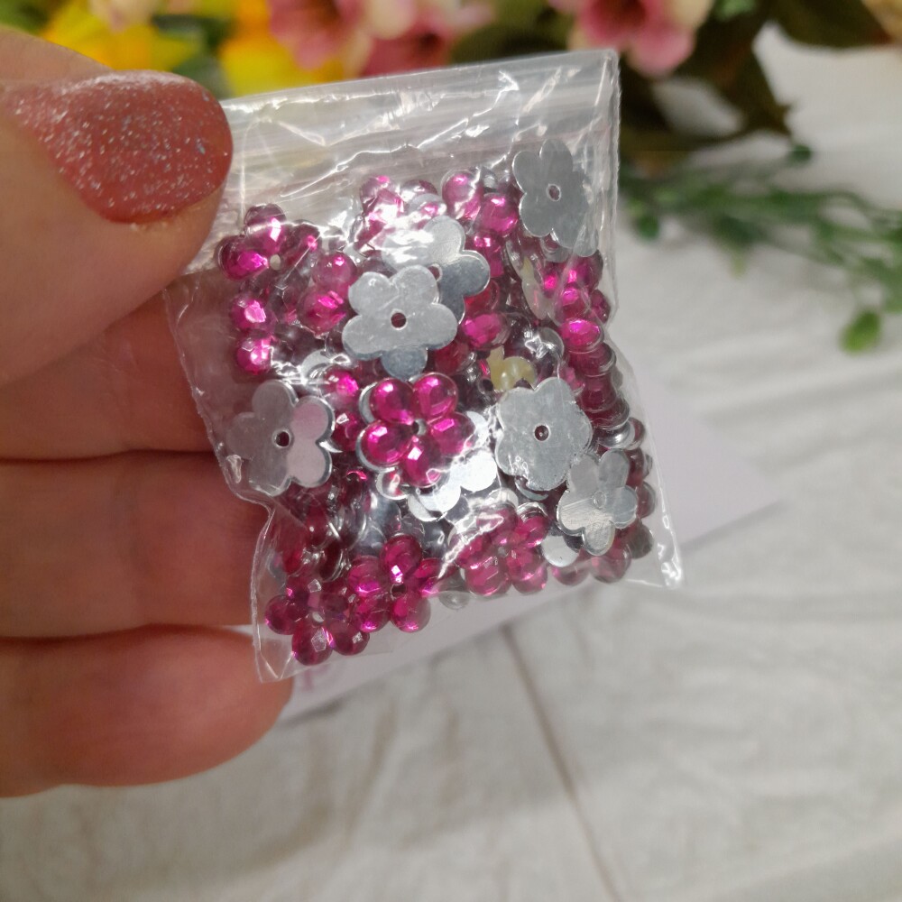 Mix de Perolas, Chatons, Lantejoulas - Pink - 4 modelos