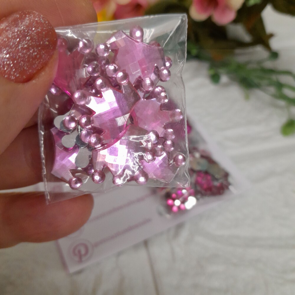 Mix de Perolas, Chatons, Lantejoulas - Pink - 4 modelos