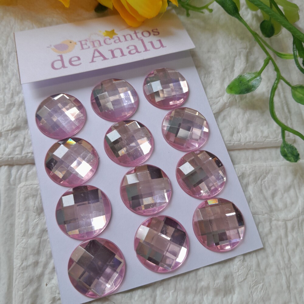 Chaton Redondo Rosa - 16mm - cartela com 12 unidades