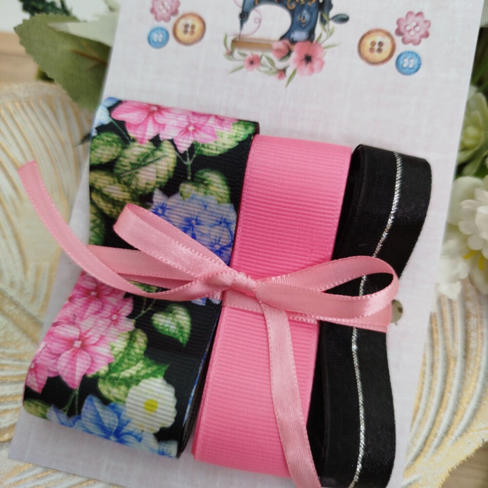Kit de Fitas Hortencias Azuis e Rosas e Fitas Coordenadas