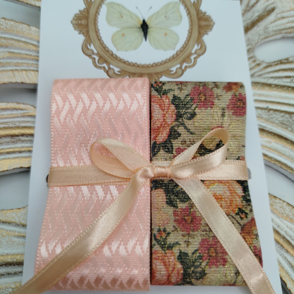 Kit de Fitas Floral Coral e Bege Lurex e Escama de Peixe Salmão
