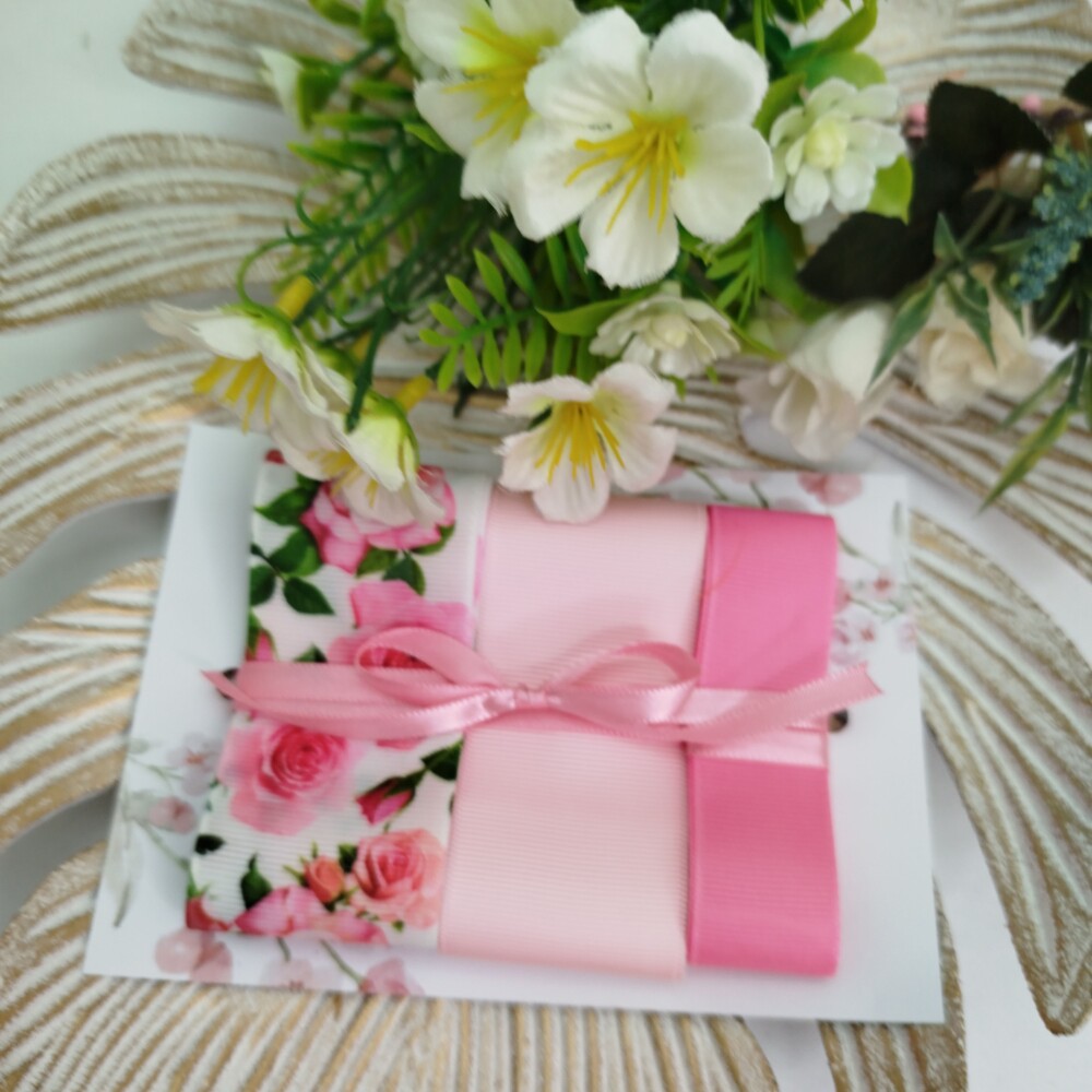 Kit de Fitas de Gorgurão Floral Tons de Rosa