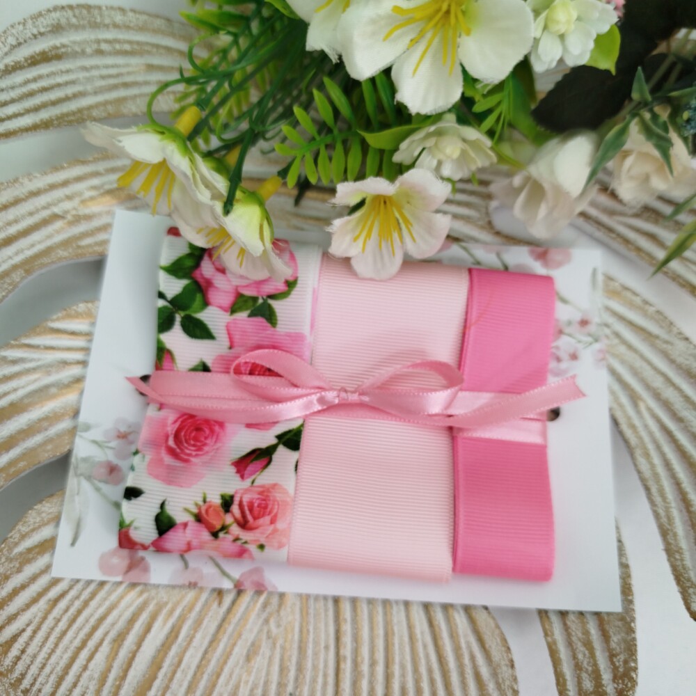 Kit de Fitas de Gorgurão Floral Tons de Rosa