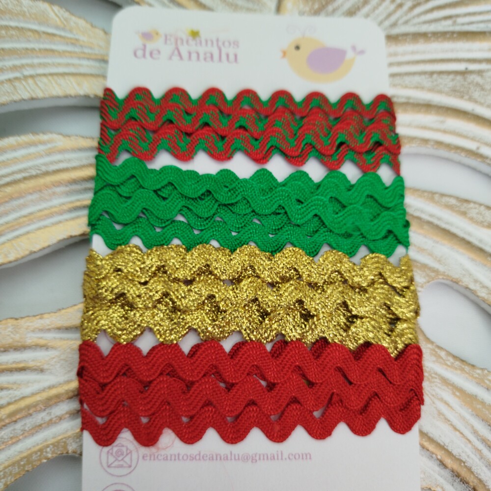 KIt de Sianinhas Vermelho, Verde e Dourado - Artesanato Natalino