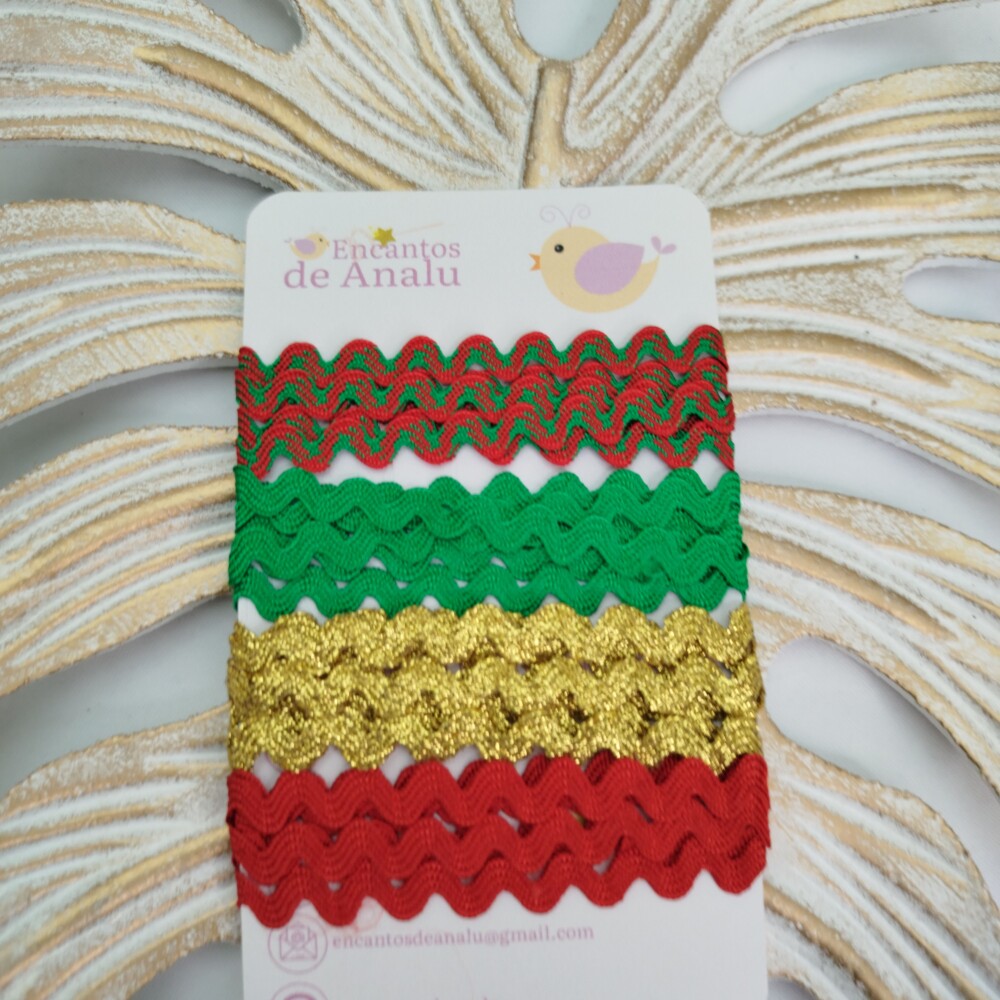 KIt de Sianinhas Vermelho, Verde e Dourado - Artesanato Natalino