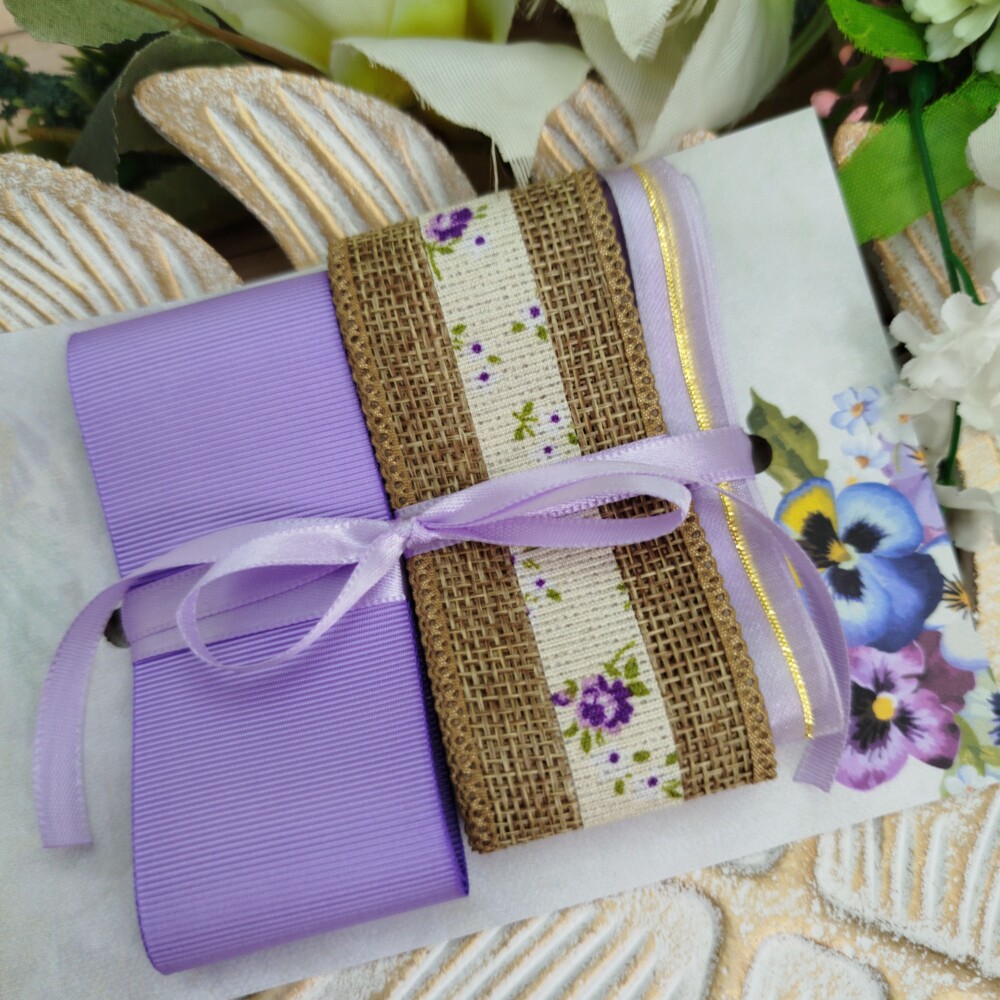 Kit de Fitas Decorativas Juta Rustico Floral Lavanda e Lilas