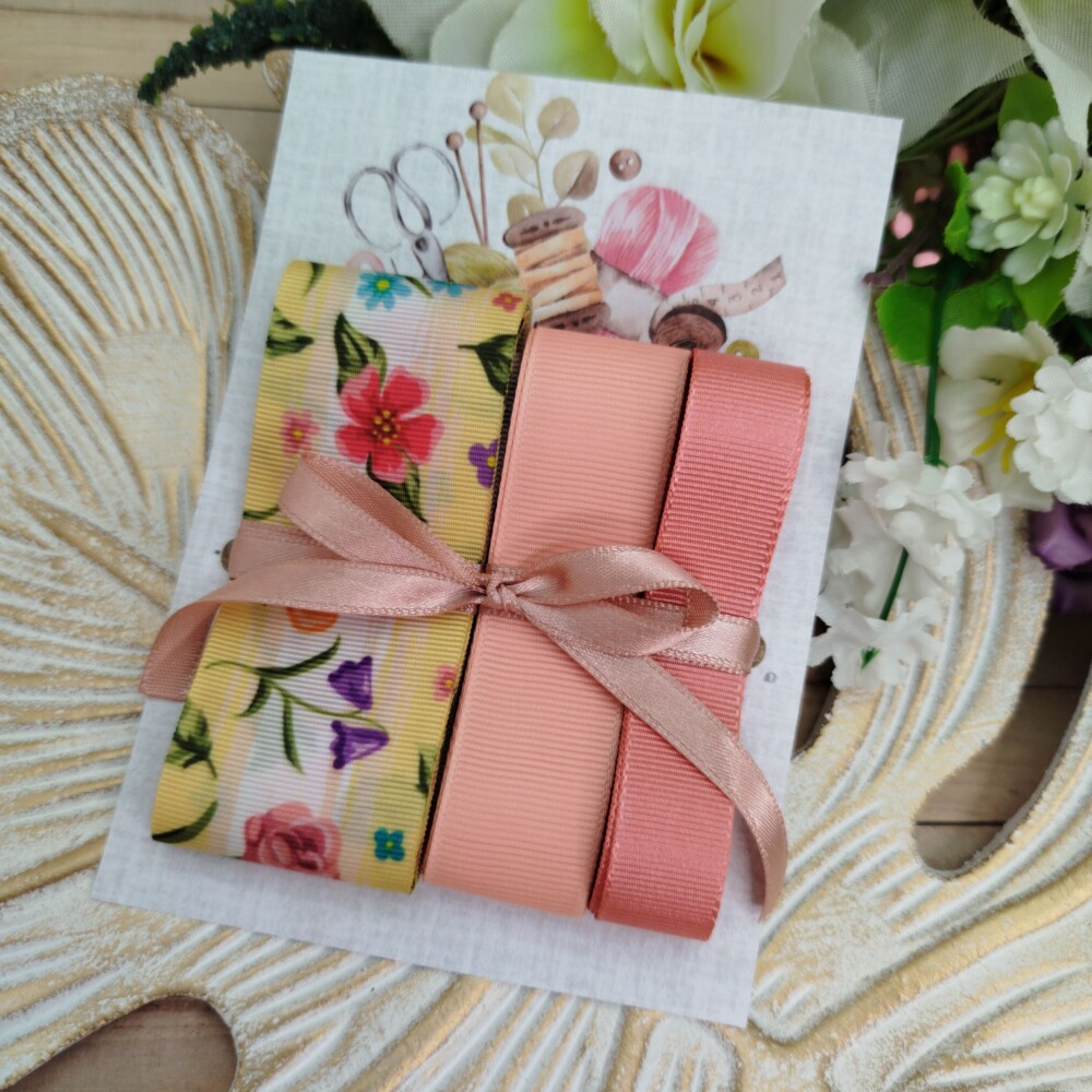 Kit de Fitas Coordenadas Flores e tons de pêssego e rosé