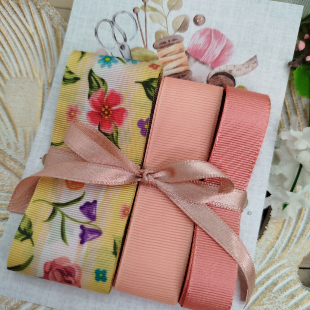 Kit de Fitas Coordenadas Flores e tons de pêssego e rosé