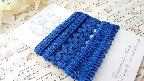 Kit de Aviamentos Coordenados Azul Royal - Passamanaria, Sianinha, Ponto Curva