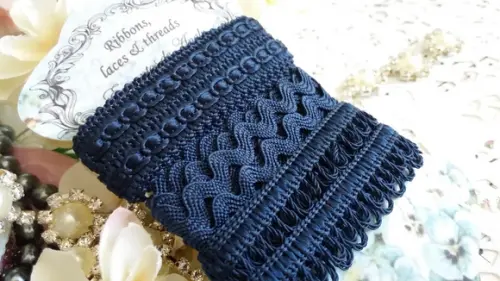 Kit de Aviamentos Coordenados Azul Marinho: Passamanaria, Sianinha, Ponto Curva