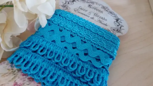 Kit de Aviamentos Coordenados Azul Turquesa: Passamanaria, Sianinha, Ponto Curva