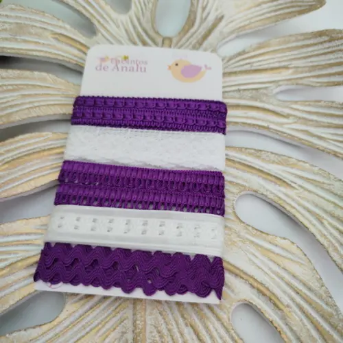 Kit de Aviamentos Coordenados Roxo e Branco