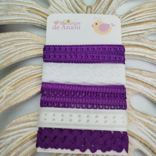 Kit de Aviamentos Coordenados Roxo e Branco