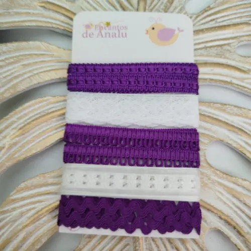 Kit de Aviamentos Coordenados Roxo e Branco