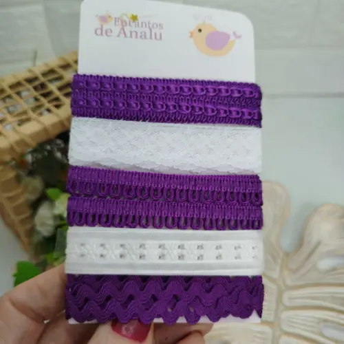 Kit de Aviamentos Coordenados Roxo e Branco