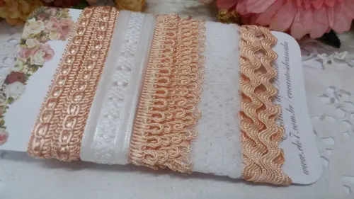 Kit de 5 Aviamentos Coordenados Salmão e Branco