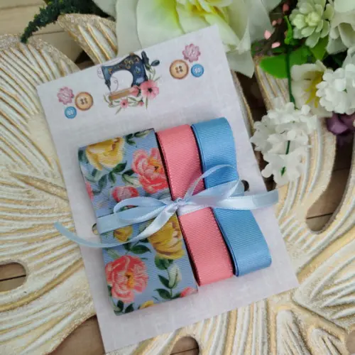 Kit de Fitas Coordenadas Flores Rosé Coral e Amarelo