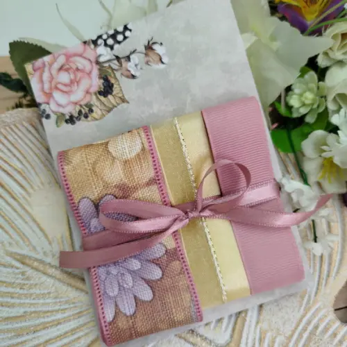 Kit de Fitas Linho Floral Rosa Antigo e Bege