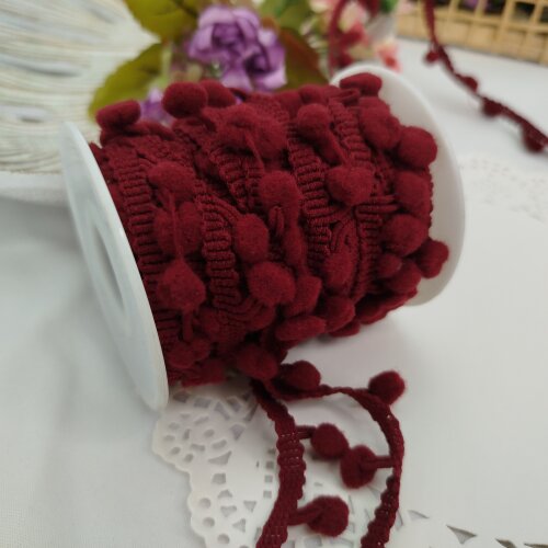 Fita Pompom Grelot Vermelho  20 mm - Lote de 3 metros | Artesanato Criativo
