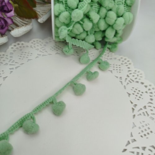 Fita Pompom Verde  25 mm - Lote de 3 metros | Artesanato Criativo
