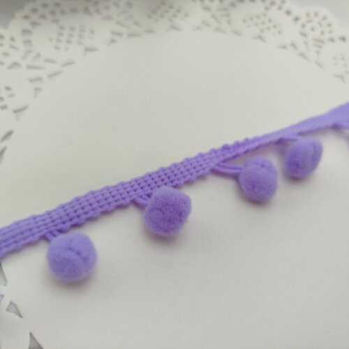 Fita Pompom Lilas 25 mm - Lote de 3 metros | Artesanato Criativo 