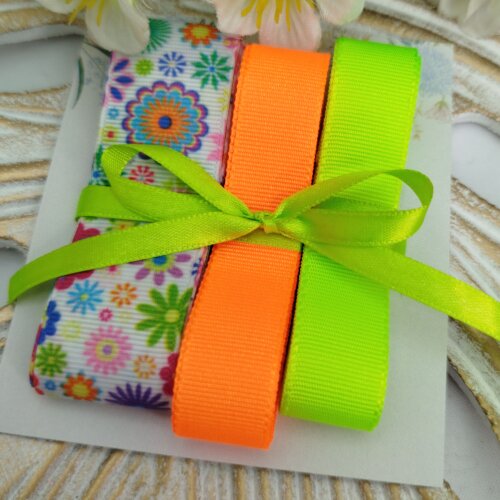 Kit de Fitas Neon Floral Laranja Verde e Turquesa