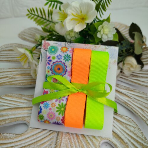 Kit de Fitas Neon Floral Laranja Verde e Turquesa