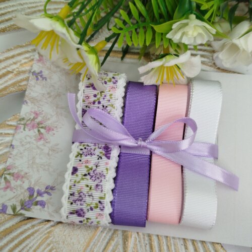 Kit de Fitas Floral Lilas Rosa e Branco