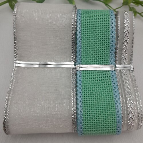 Kit de Fitas Cores Coordenadas Branco, Juta Verde e Prata