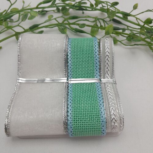 Kit de Fitas Cores Coordenadas Branco, Juta Verde e Prata