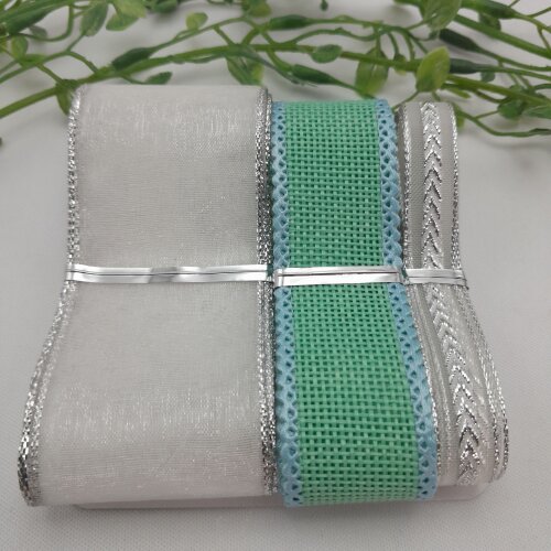 Kit de Fitas Cores Coordenadas Branco, Juta Verde e Prata