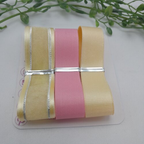 Kit de Fitas Coordenadas em Cores Rosa e Bege para Artesanato