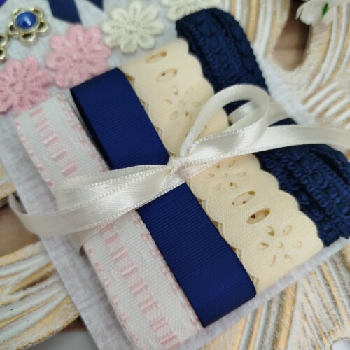 Kit de Aviamentos e Enfeites Coordenados Tons Rosa, Azul e Bege
