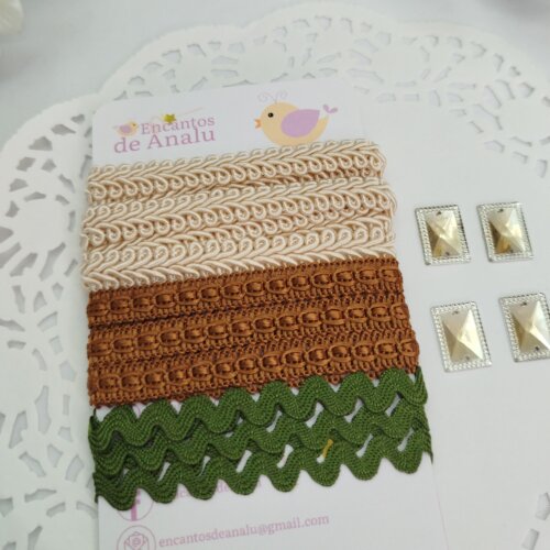 KIt deAviamentos Bege, Marrom e Verde (Passamanaria e Sianinha)