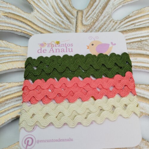 KIt de Sianinhas em Cores Coordenadas Verde Exercito,  Cru e Salm