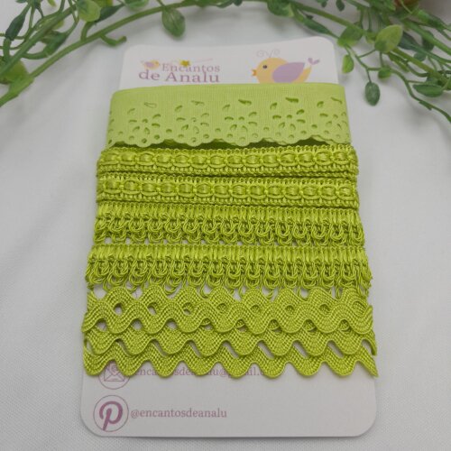 Kit de Aviamentos Coordenados para Artesanato Verde Ervilha