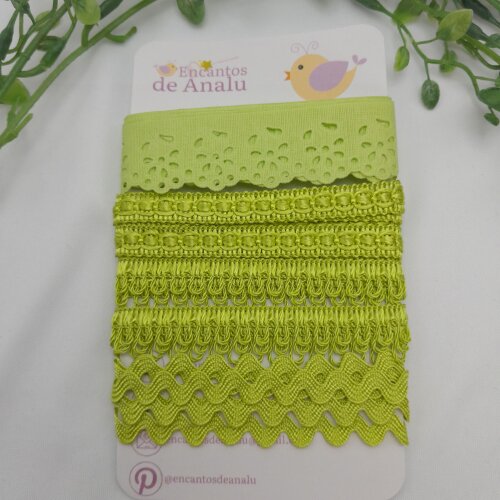 Kit de Aviamentos Coordenados para Artesanato Verde Ervilha