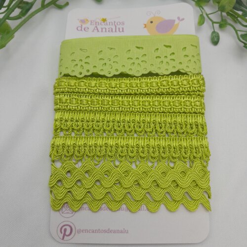 Kit de Aviamentos Coordenados para Artesanato Verde Ervilha