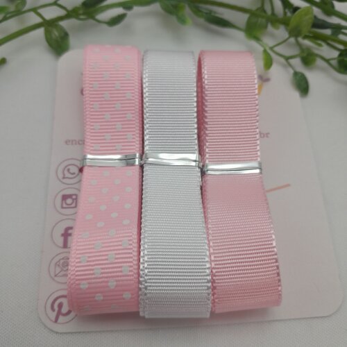 Kit de Fitas Coordenadas Rosa Bebe com Bolinhas,  Branco e Rosa