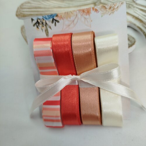 Kit de Fitas Listras e Coral, Chocolate, Marfim e Rose Combinando