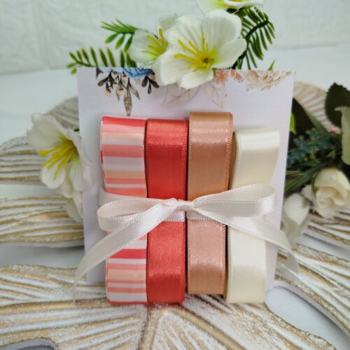 Kit de Fitas Listras e Coral, Chocolate, Marfim e Rose Combinando