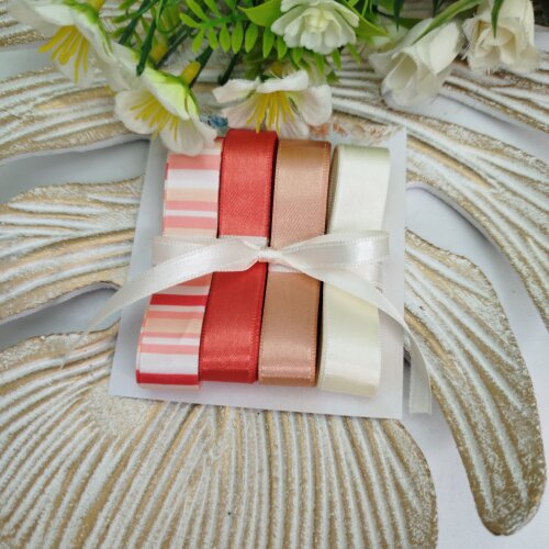 Kit de Fitas Listras e Coral, Chocolate, Marfim e Rose Combinando