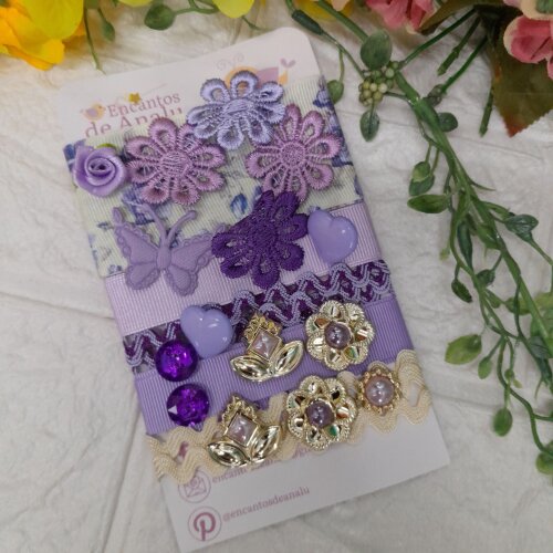 Kit de Fitas e Enfeites Coordenados Lilas Violeta e Roxo | Scrapbook,  Artesanato  e Customização