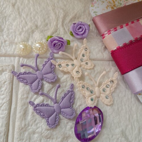 Kit de Fitas e Enfeites Coordenados Tons de Rosa e Lilas