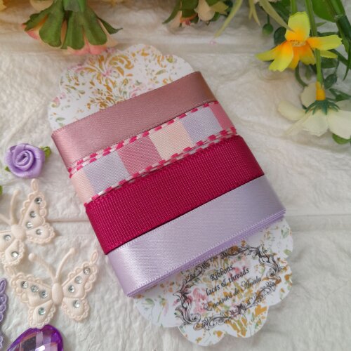 Kit de Fitas e Enfeites Coordenados Tons de Rosa e Lilas