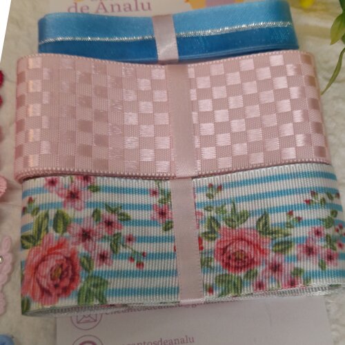 Kit de Fitas,  Enfeites e Ornamentos Coordenados  Azul e Rosa