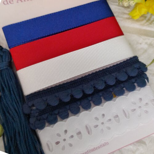 Kit de Fitas, Rendas e Enfeites Coordenados Vermelho e Branco