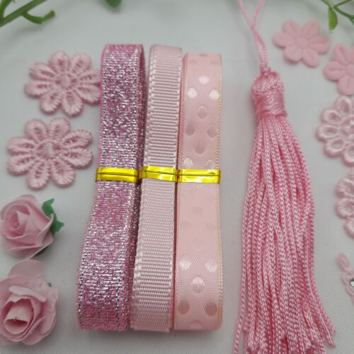 Cartela de Fitas e Aviamentos Coordenados Rosa